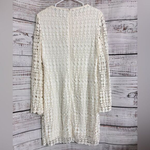 Lauren Ralph Lauren Dress womens size 8 cushion cut Lace white Geometric sheath - Picture 4 of 11